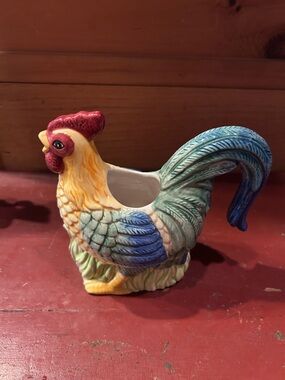 Multicolor Ceramic Rooster Figurine Creamer